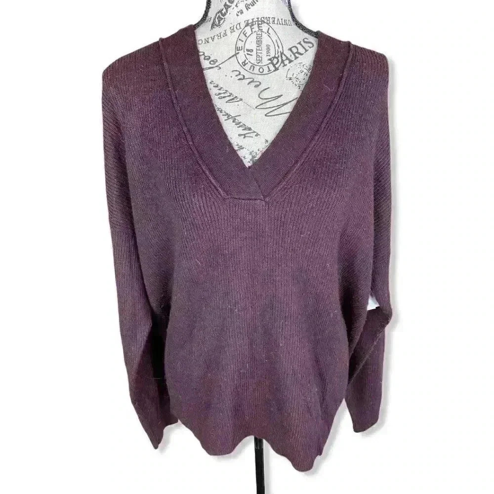Topshop v-neck ribbed knit pullover sweater-